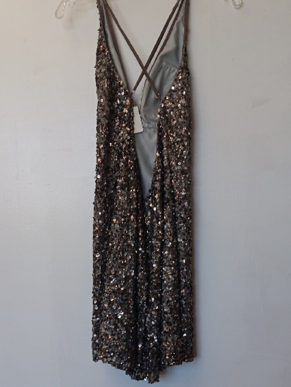 Vintage Scala Metallic Sequin Slip Dress in Bronze-Taupe - Picture 2 of 5